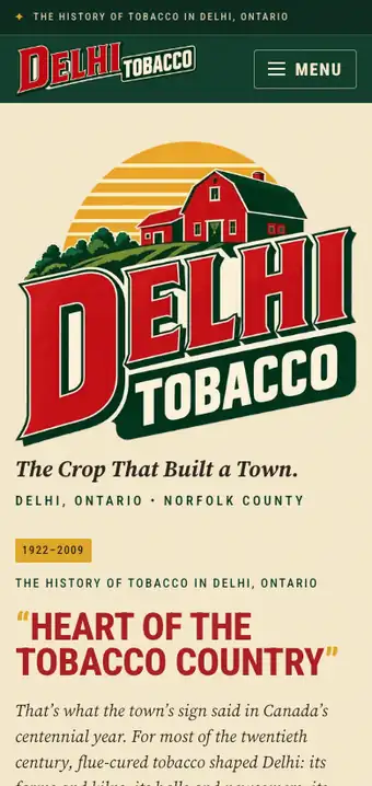 Delhi Tobacco history site on a phone