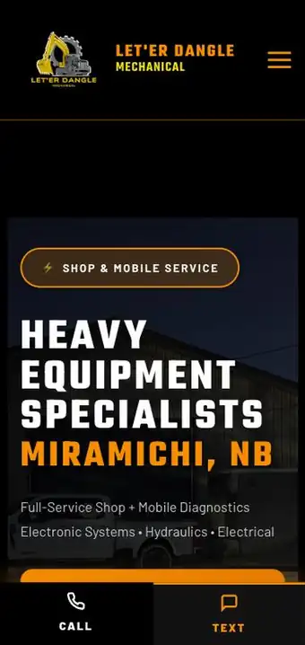 Let'er Dangle Mechanical website on a phone