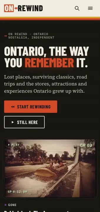 ON Rewind website on a phone